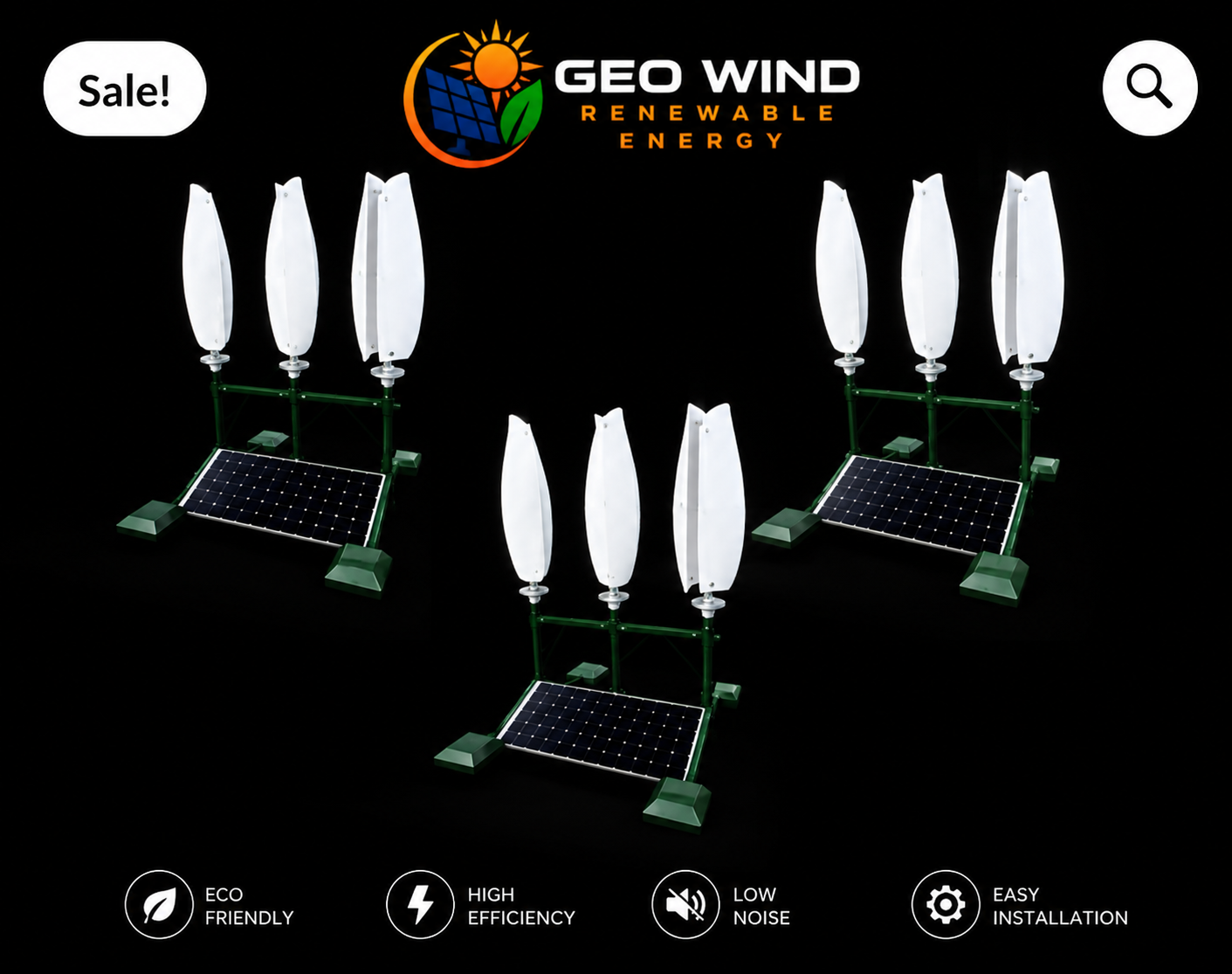 3 Eco-Roof Energy Hub: 3 Small Tulip Turbines (On-Grid)