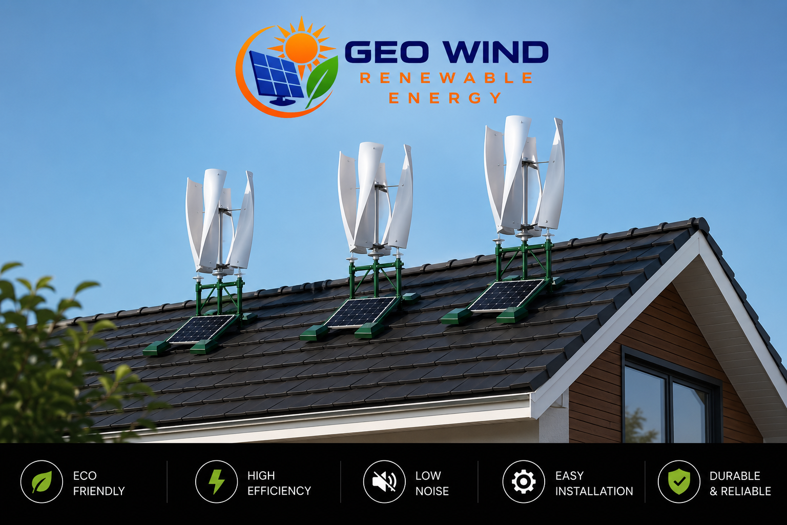3 Eco-Roof Energy Hub: 3 Small Tulip Turbines (On-Grid)